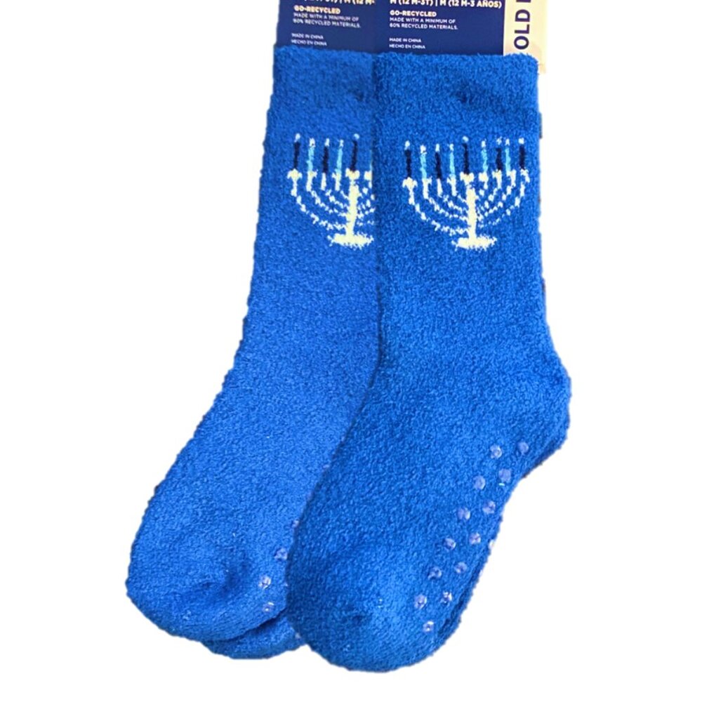 2x Old Navy Socks 3T-5T Hanukkah Baby Cozy Large NWT Non-Slip Grips 2-pairs